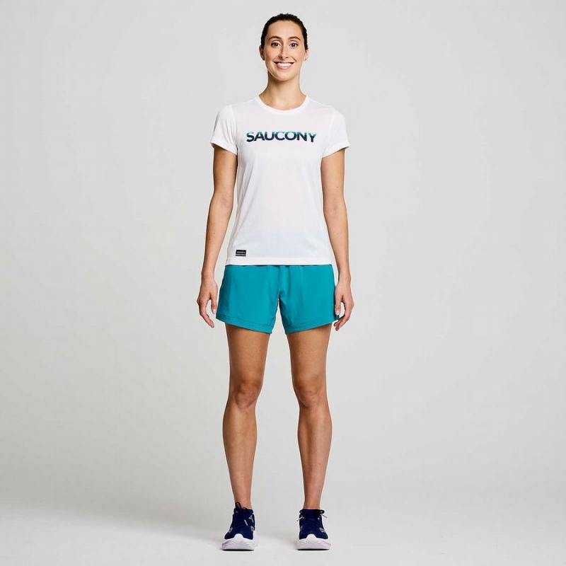 Women's Saucony Stopwatch Graphic Short Sleeve T Shirts White | Australia S68394-B40