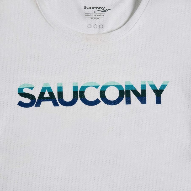 Women's Saucony Stopwatch Graphic Short Sleeve T Shirts White | Australia S68394-B40