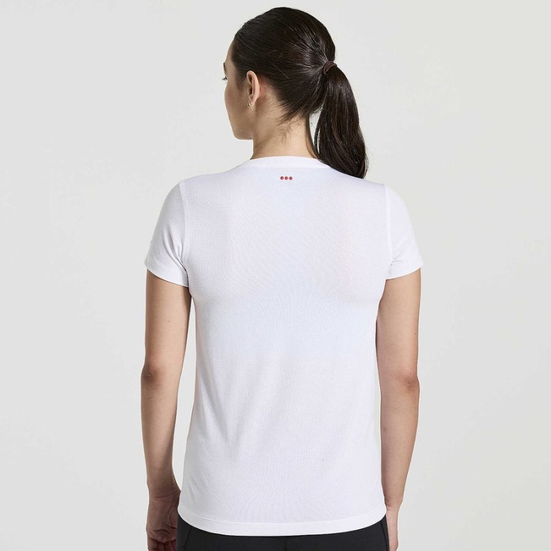 Women's Saucony Stopwatch Graphic Short Sleeve T Shirts White | Australia S21378-N04