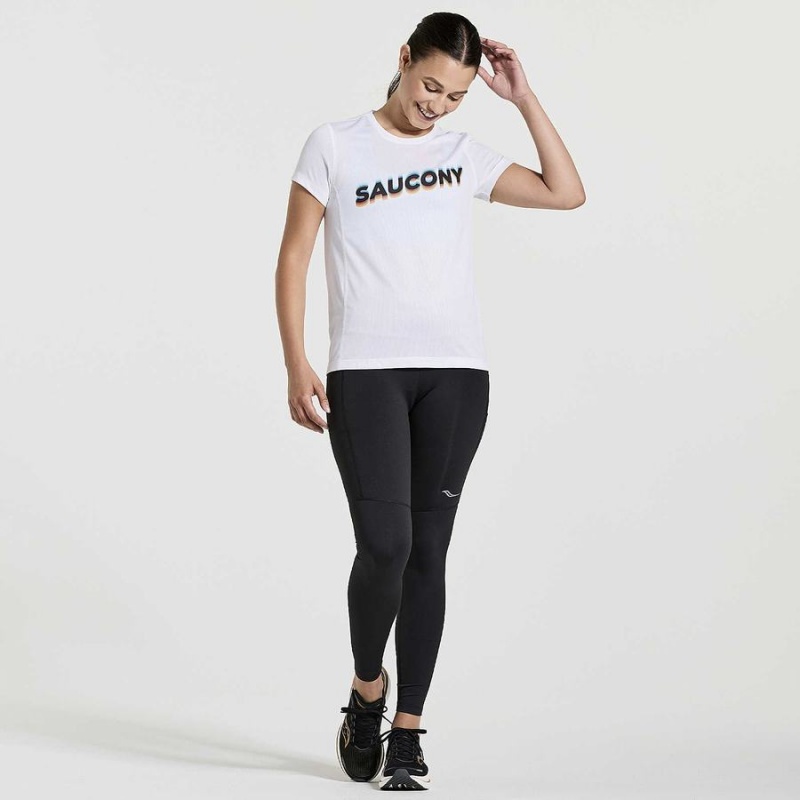 Women's Saucony Stopwatch Graphic Short Sleeve T Shirts White | Australia S21378-N04