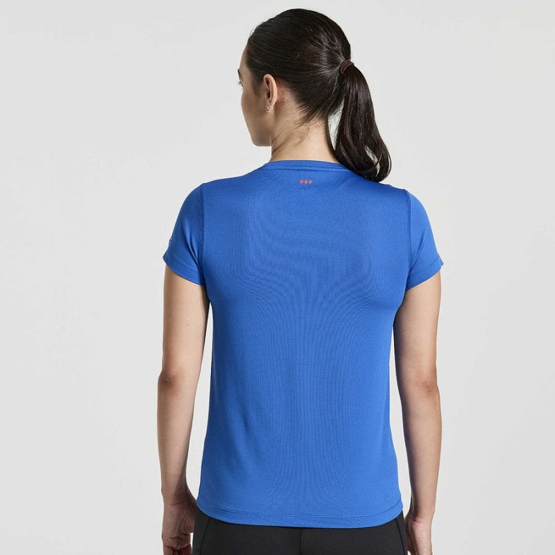 Women's Saucony Stopwatch Graphic Short Sleeve T Shirts Blue | Australia S45608-M51