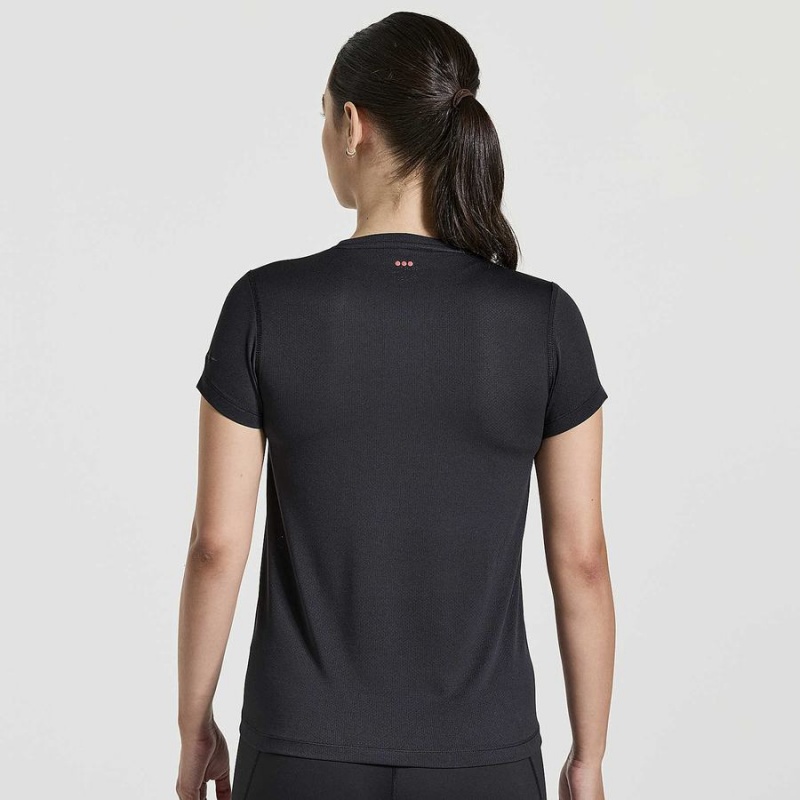 Women's Saucony Stopwatch Graphic Short Sleeve T Shirts Black | Australia S31970-D76