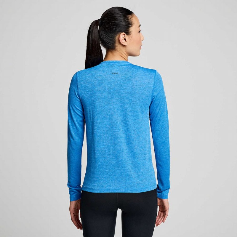 Women's Saucony Stopwatch Long Sleeve T Shirts Blue | Australia S54918-N85