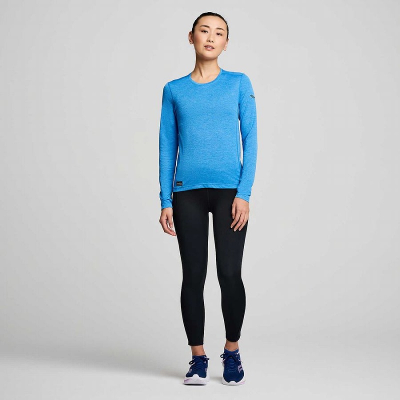 Women's Saucony Stopwatch Long Sleeve T Shirts Blue | Australia S54918-N85