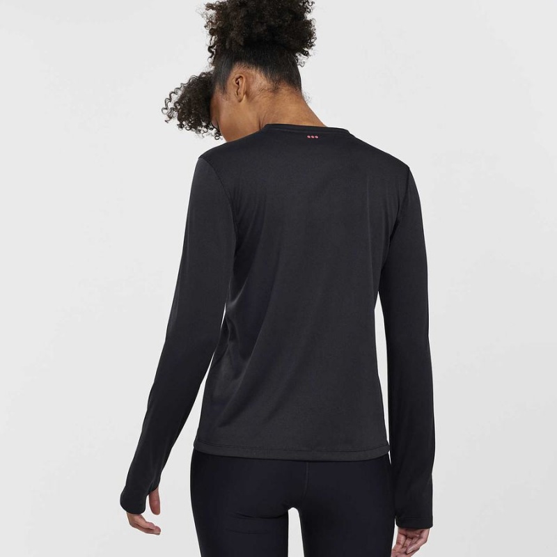 Women's Saucony Stopwatch Long Sleeve T Shirts Black | Australia S57829-M10