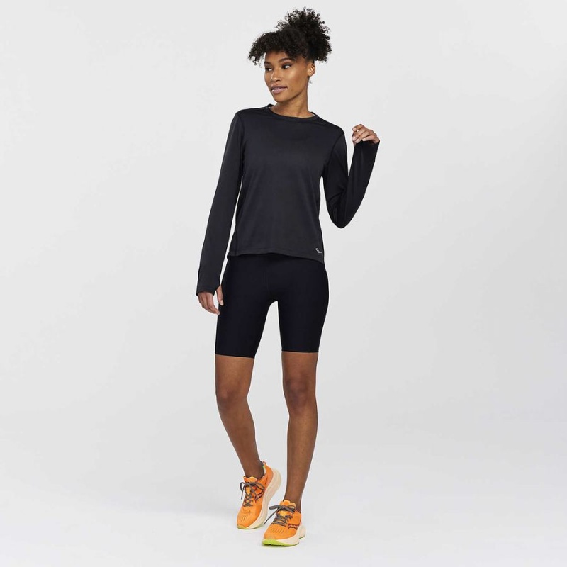 Women's Saucony Stopwatch Long Sleeve T Shirts Black | Australia S57829-M10