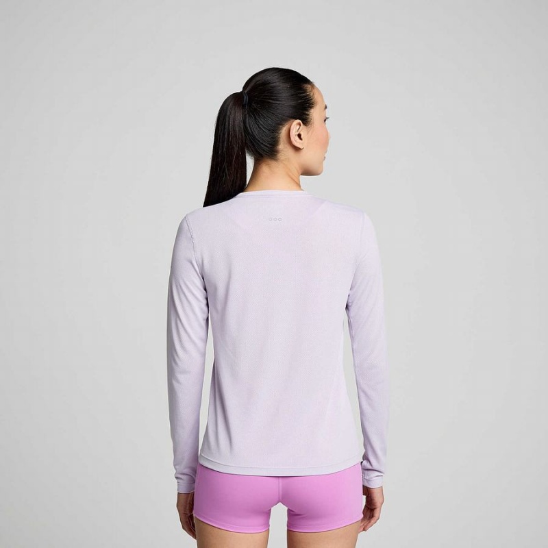 Women's Saucony Stopwatch Long Sleeve T Shirts Purple | Australia S46259-D40