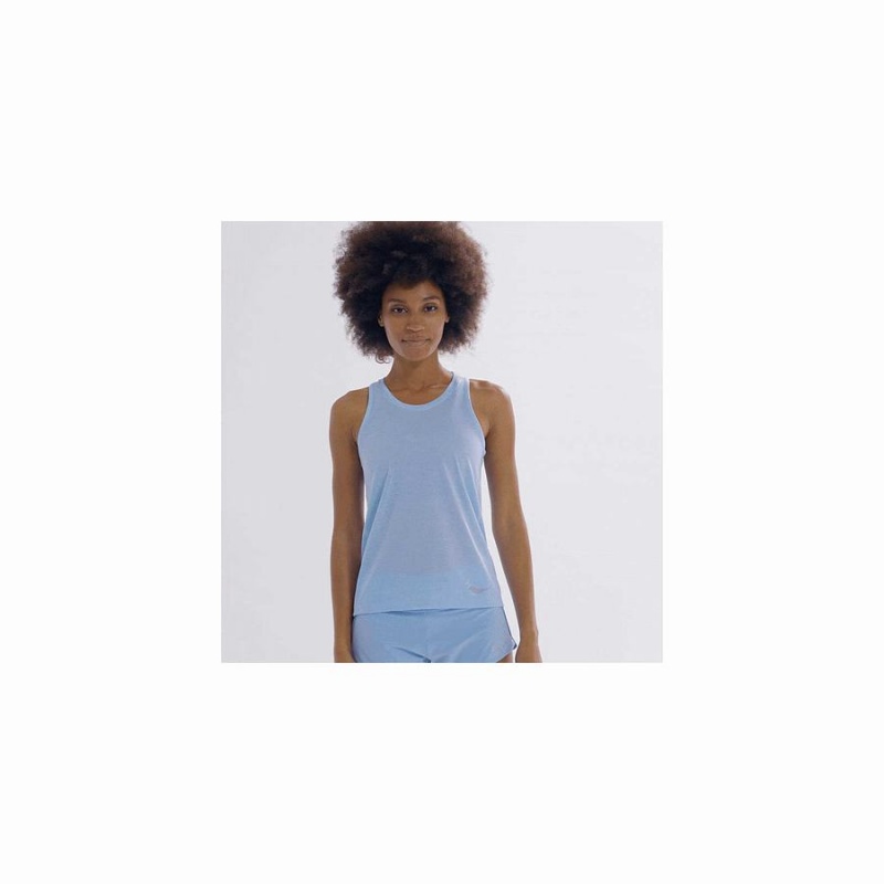 Women's Saucony Stopwatch Singlet Tank Top Blue | Australia S38697-Y54