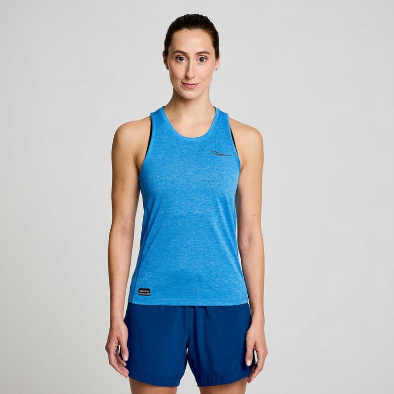 Women\'s Saucony Stopwatch Singlet Tank Top Blue | Australia S53694-W98