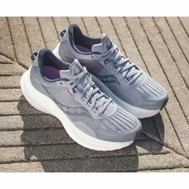 Women's Saucony Tempus Running Shoes Grey / Pink | Australia S15392-C92