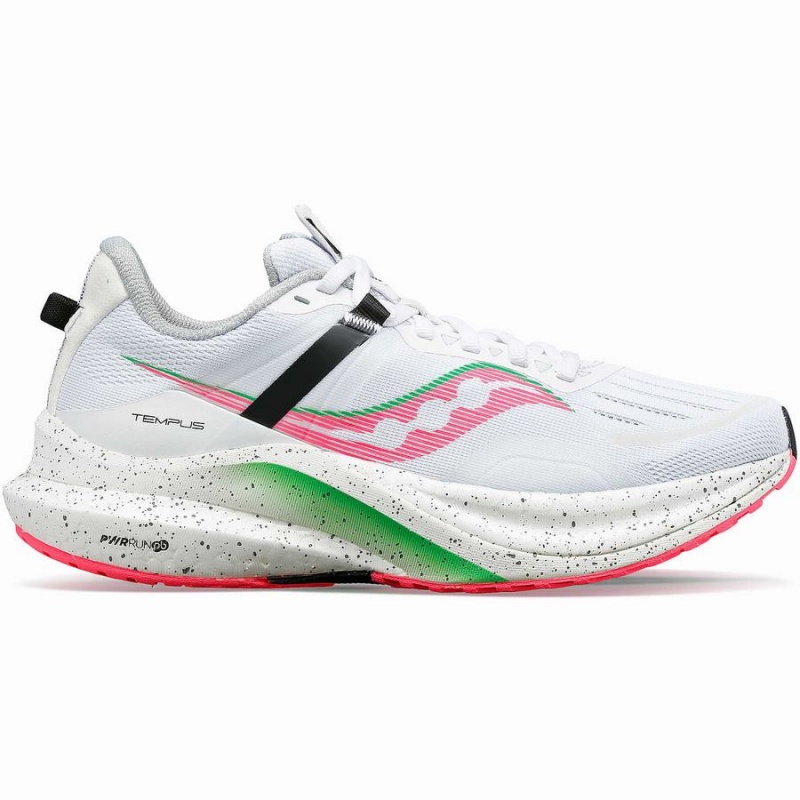 Women\'s Saucony Tempus Running Shoes White / Pink | Australia S80693-W74