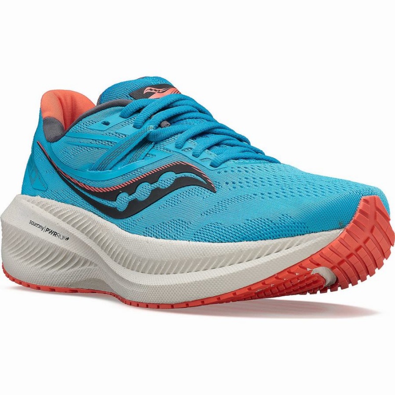 Women's Saucony Triumph 20 Running Shoes Blue / Coral | Australia S17362-C10