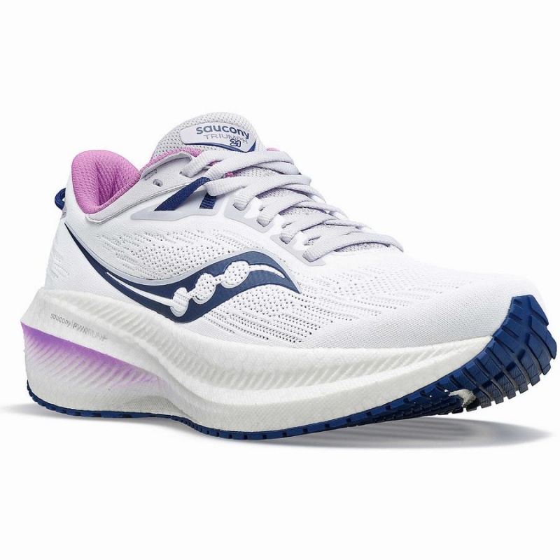 Women's Saucony Triumph 21 Running Shoes White / Indigo | Australia S96320-U08