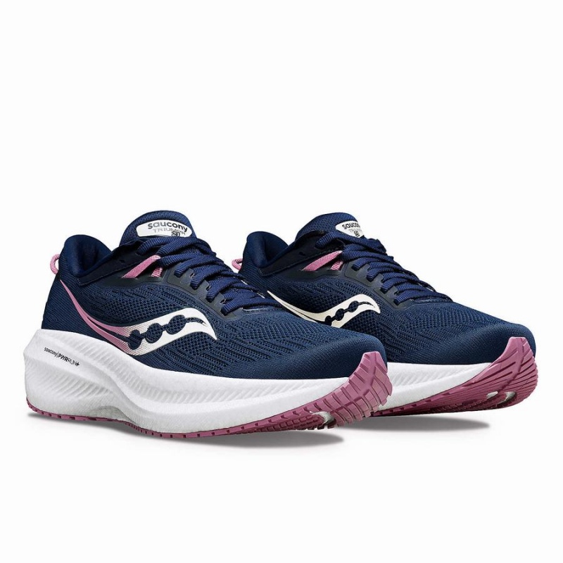 Women's Saucony Triumph 21 Running Shoes Navy / Purple | Australia S15907-Z13