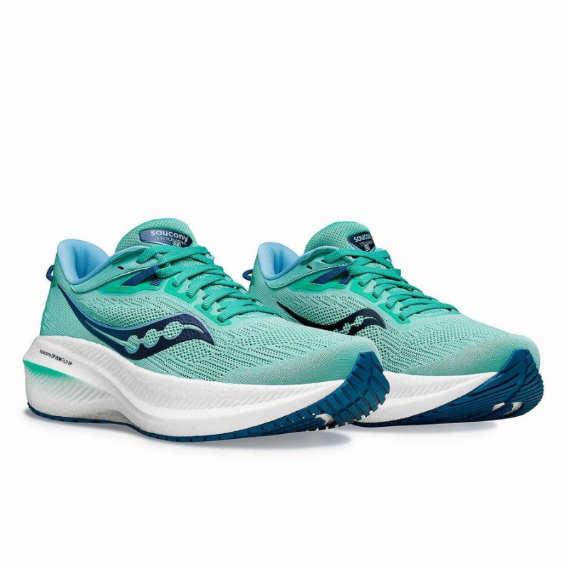 Women's Saucony Triumph 21 Running Shoes Mint / Navy | Australia S02176-C68