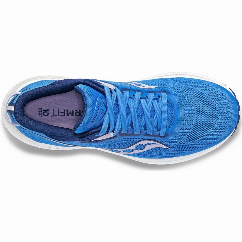 Women's Saucony Triumph 21 Wide Running Shoes Blue | Australia S21376-G40