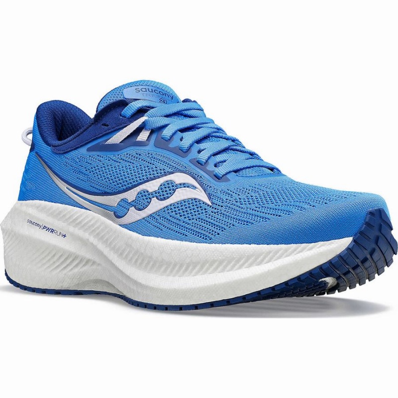 Women's Saucony Triumph 21 Wide Running Shoes Blue | Australia S21376-G40