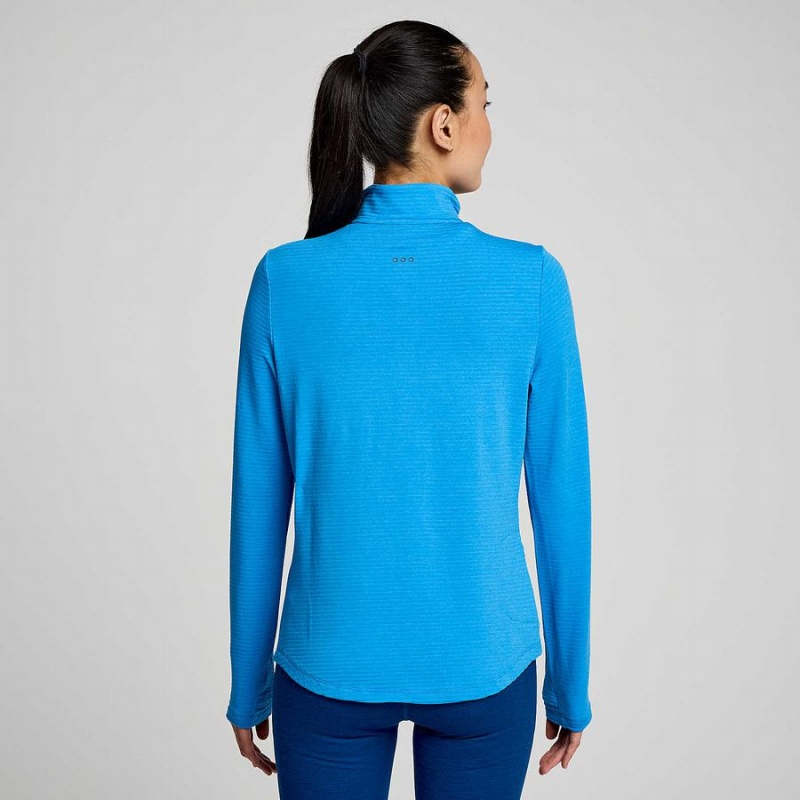 Women's Saucony Triumph 3D 1/2 Zip Tops Blue | Australia S70659-Y25