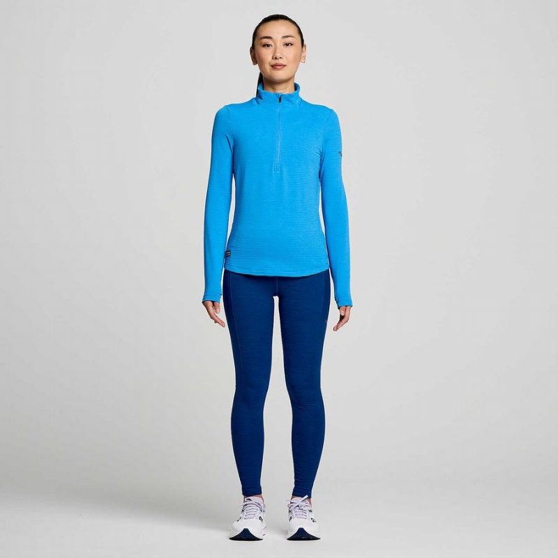 Women's Saucony Triumph 3D 1/2 Zip Tops Blue | Australia S70659-Y25