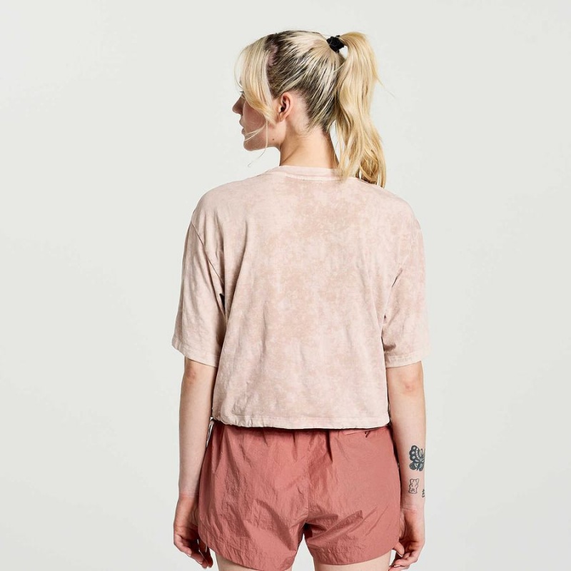 Women's Saucony Unwind Crop Short Sleeve T Shirts Rose | Australia S15384-K87