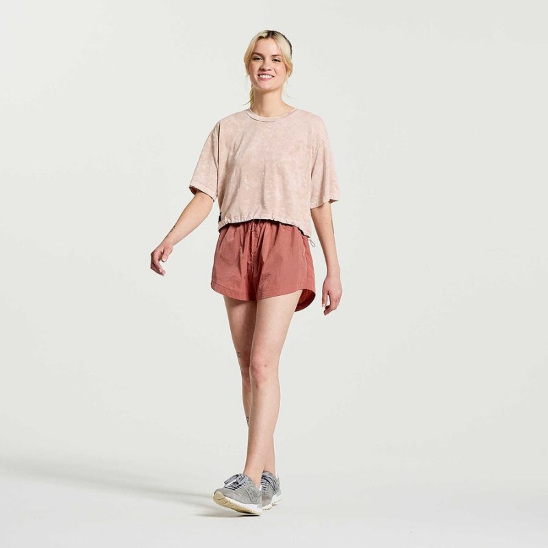 Women's Saucony Unwind Crop Short Sleeve T Shirts Rose | Australia S15384-K87