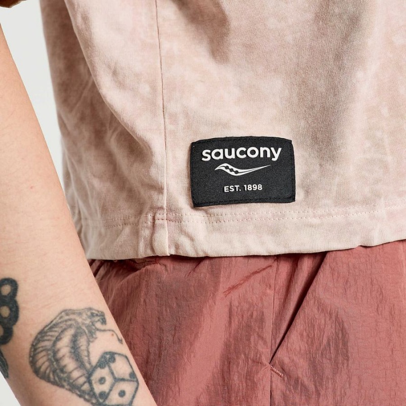 Women's Saucony Unwind Crop Short Sleeve T Shirts Rose | Australia S15384-K87