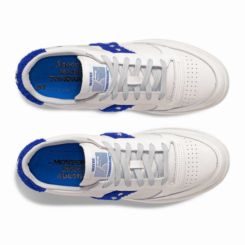 Women's Saucony X Maybe Tomorrow Jazz Court Varsity Sneakers White / Blue | Australia S71963-K93